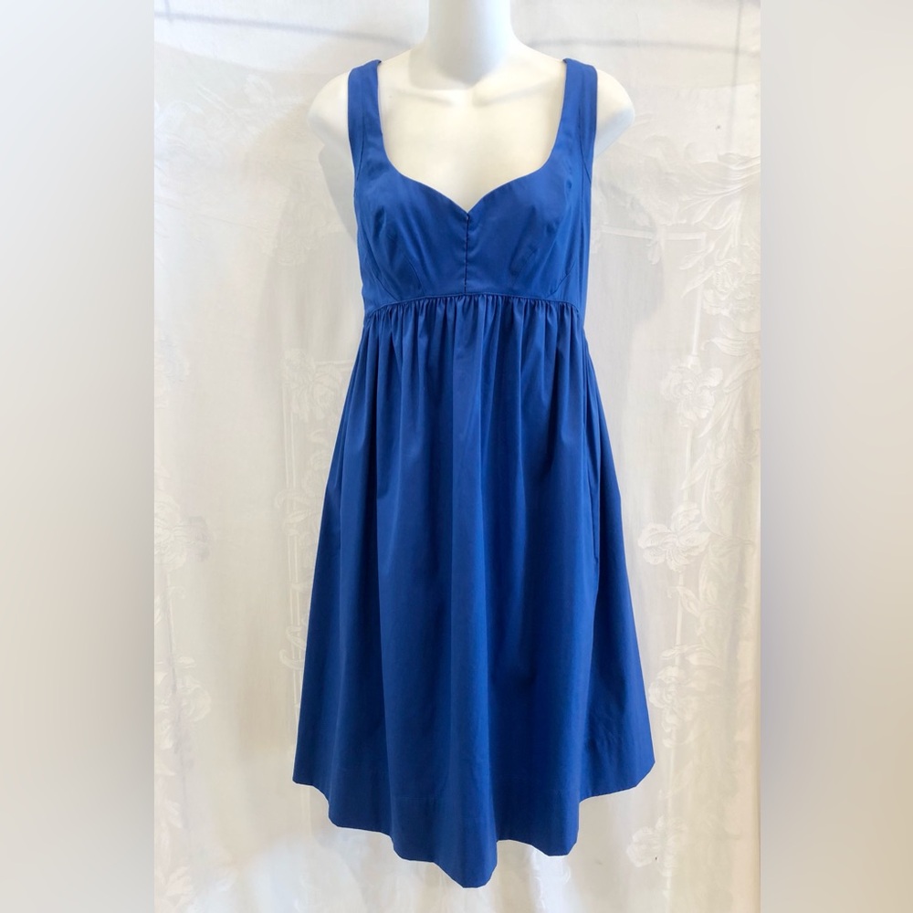 New NARCISO RODRIGUEZ Royal Blue Stretch Poplin Dress 46 10 $700